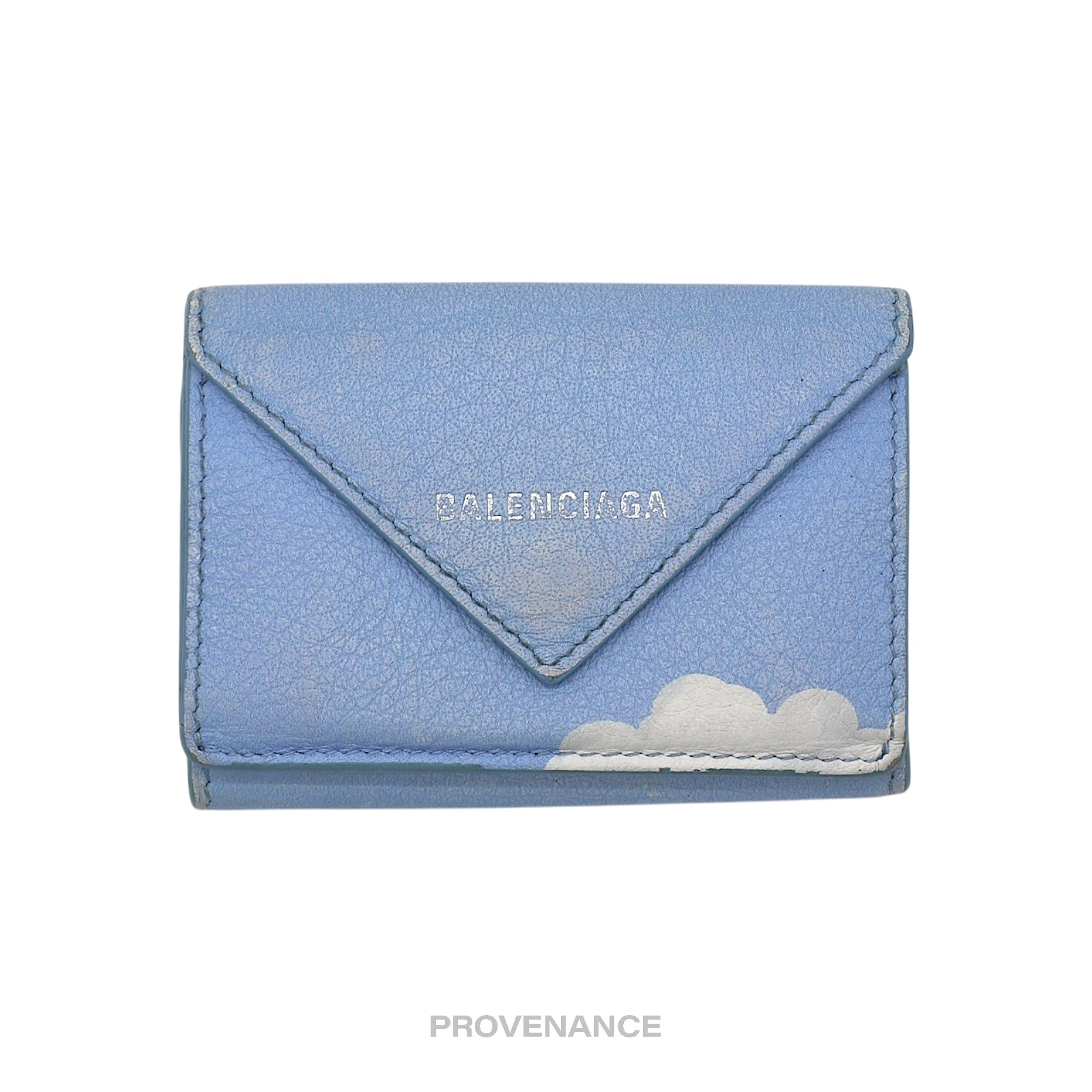 Balenciaga Papier Mini Card Wallet - Clouds Blue Leather